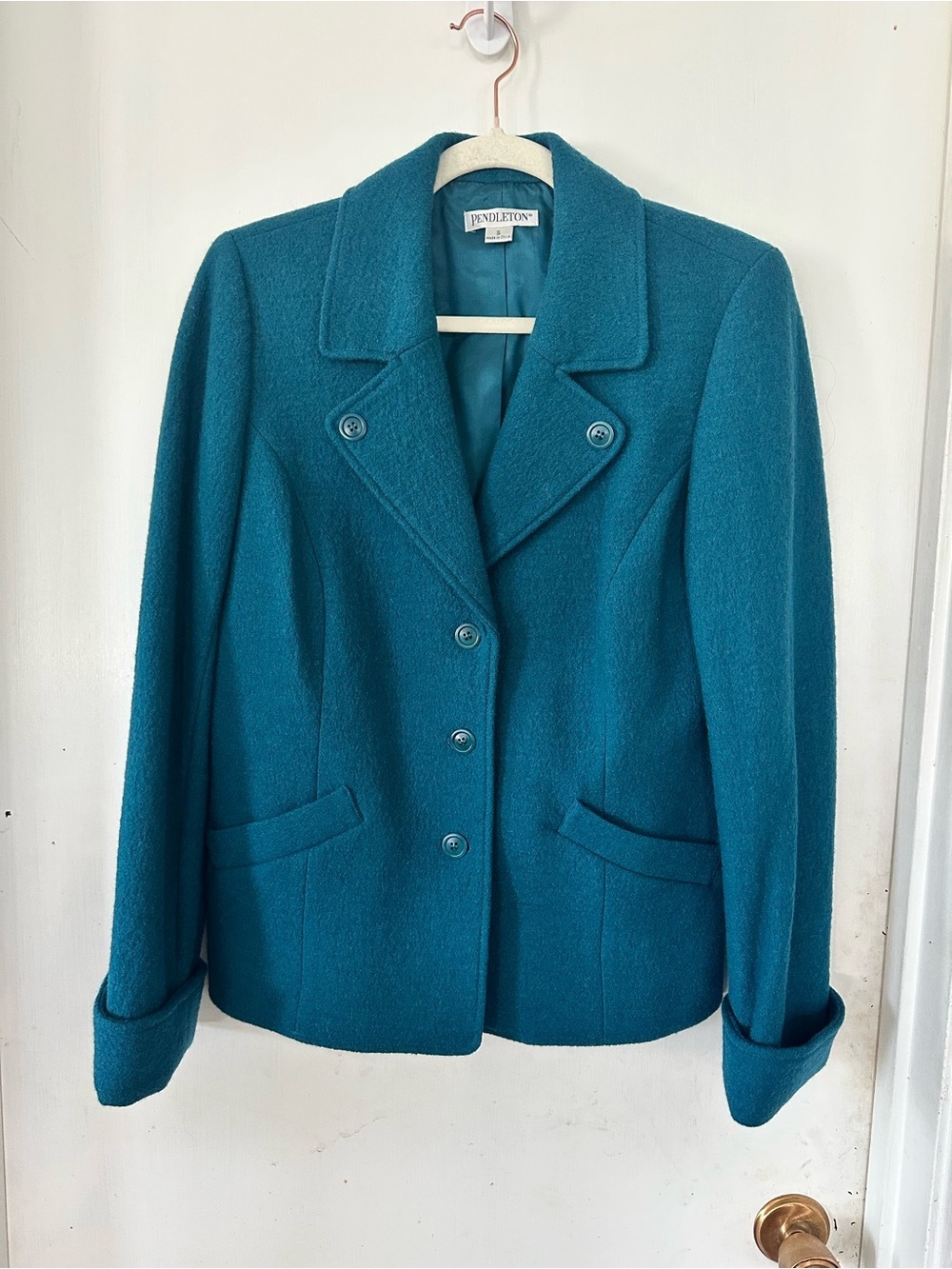 NWOT Pendleton Teal Button Up Jacket 100% Virgin Wool Size Small